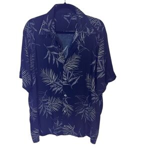 Mens’s Mondo Black Leaf Print Top XXL